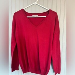 Banana Republic V-Neck Sweater in Bold Red